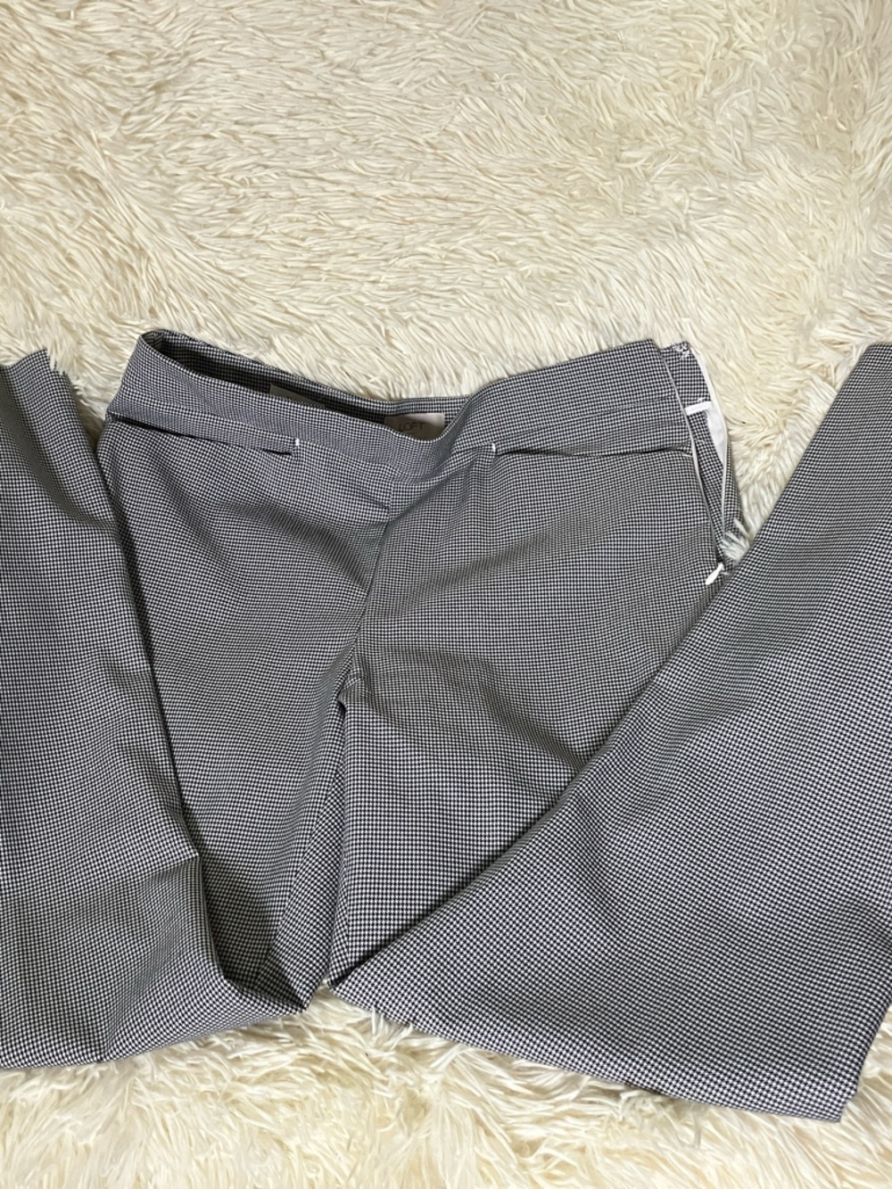 LOFT Black & White Microcheck Straight Leg Pants